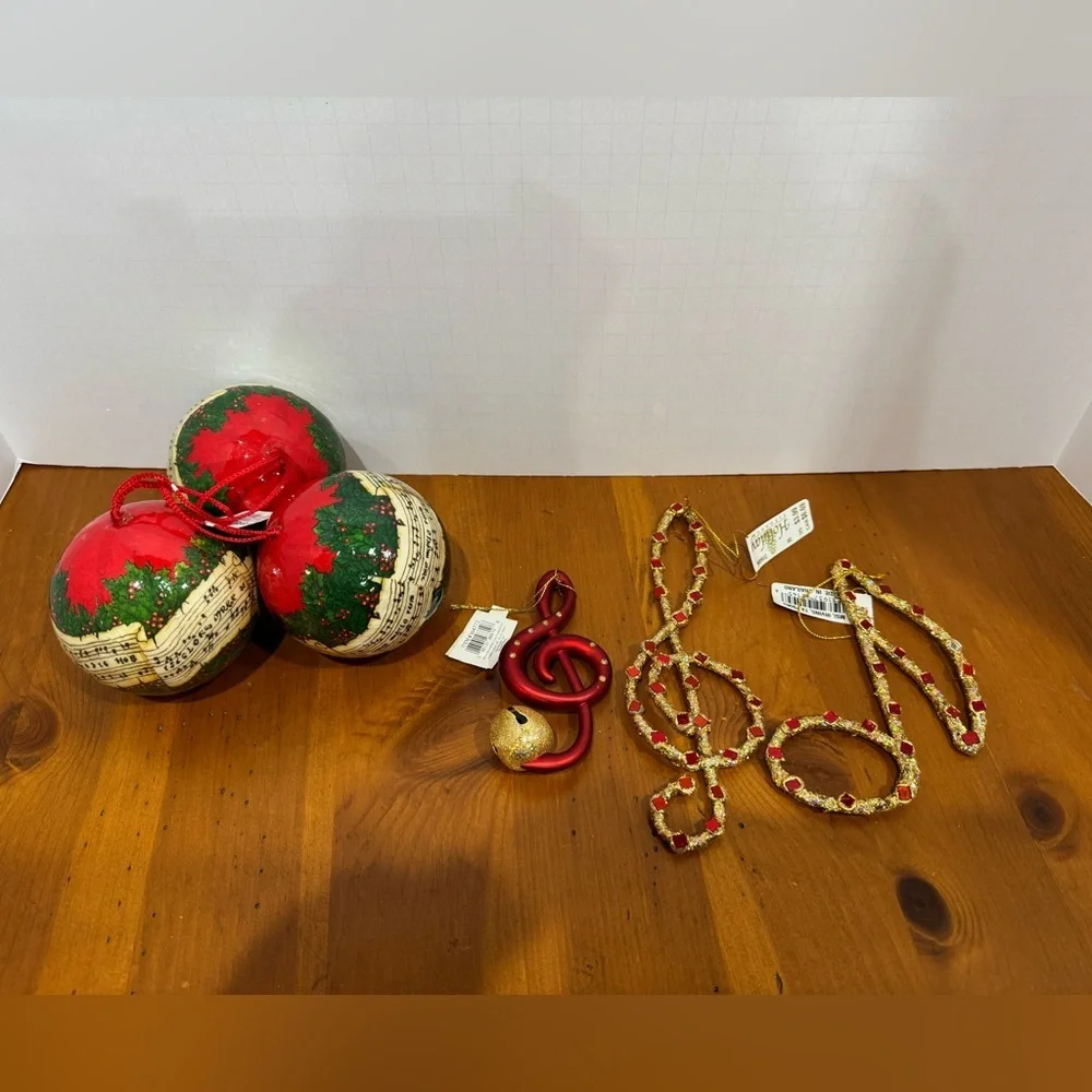 Music themed Christmas ornaments vintage lot